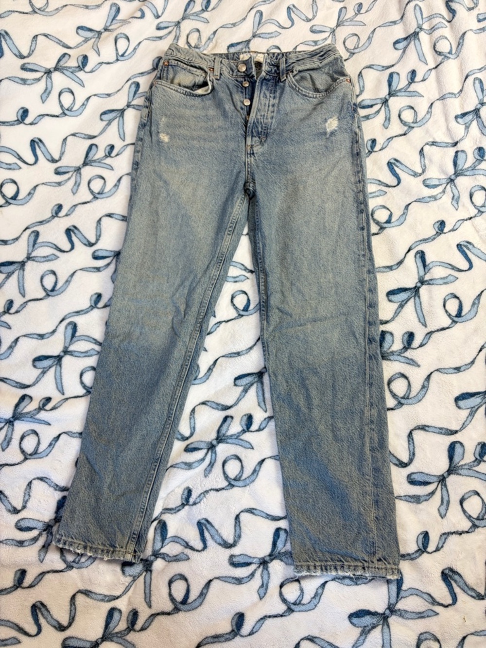 We The Free - Free People Light Blue Women's High-Rise Straight Jeans